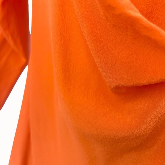 Vintage Restless Clothiers 100% Silk Washable Orange Draped Front Blazer Jacket - Picture 5 of 7